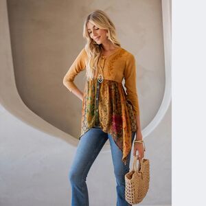 Young Threads Rustic Bohemian: Embroidered Top Size XL
